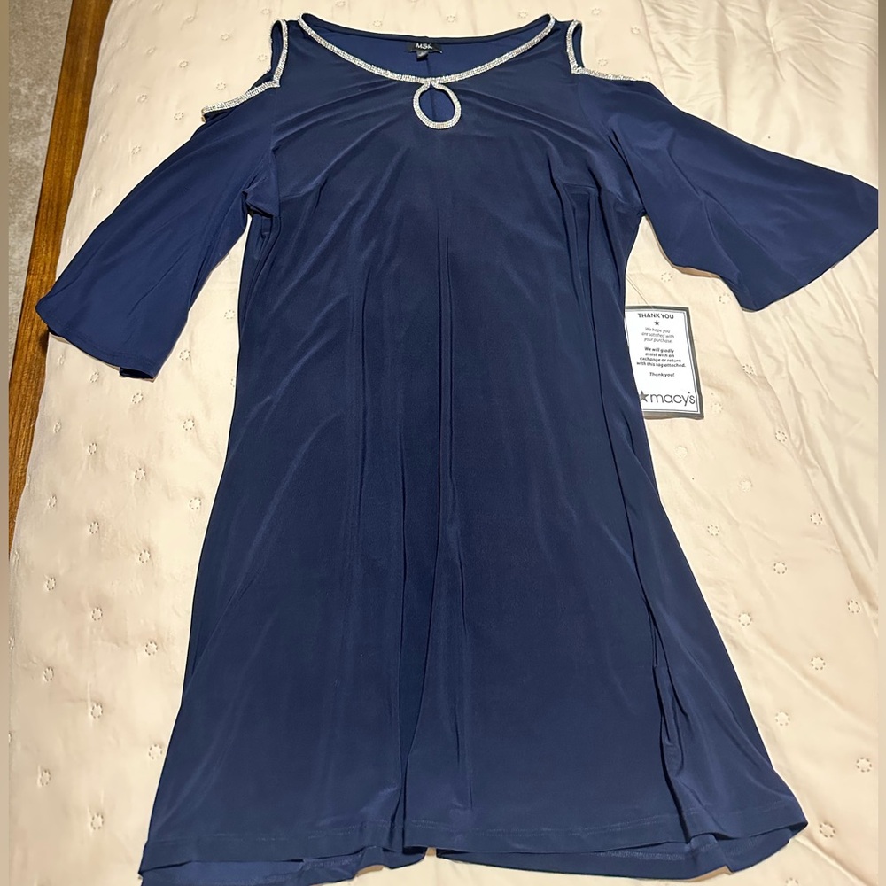 MSK Navy Cold Shoulder Long Sleeve Dress NWT Size XL